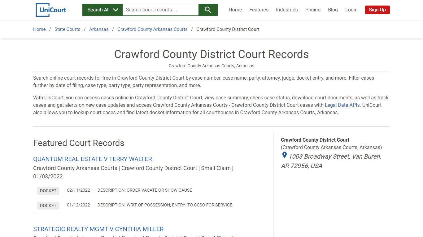 Crawford County District Court Records | Crawford | UniCourt