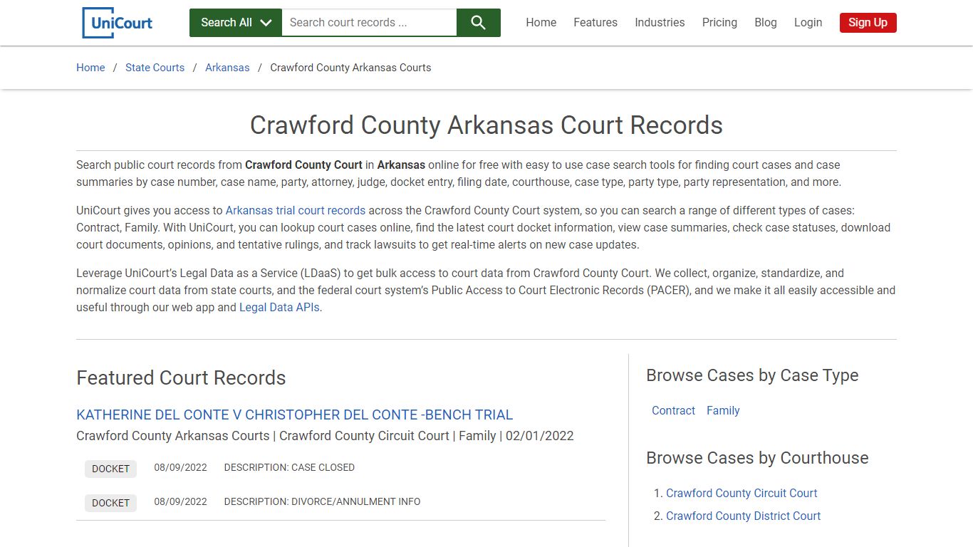 Crawford County Arkansas Court Records | Arkansas | UniCourt